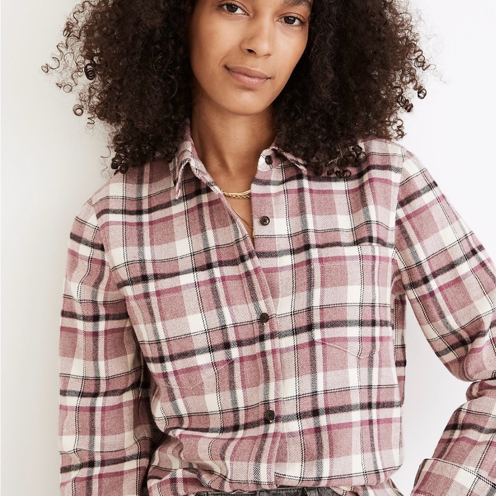 Madewell women’s Classic Boyfriend Flannel in Coronado Plaid, size medium